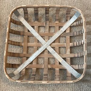 Tobacco basket wall decor with galvanized detailing